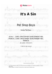 Sheet music, chords Pet Shop Boys - It's A Sin