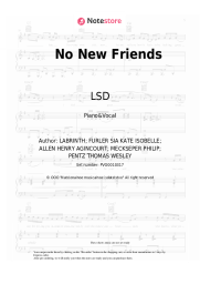 Sheet music, chords LSD, Sia, Labrinth - No New Friends