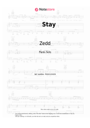 Sheet music, chords Zedd, Alessia Cara - Stay