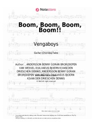 Sheet music, chords Vengaboys - Boom, Boom, Boom, Boom!!