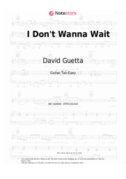 Sheet music, chords David Guetta, OneRepublic - I Don't Wanna Wait