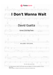 Sheet music, chords David Guetta, OneRepublic - I Don't Wanna Wait