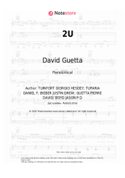 Sheet music, chords David Guetta, Justin Bieber - 2U