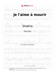 Sheet music, chords Shakira - Je l’aime à mourir (La quiero a morir)