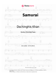 Sheet music, chords Dschinghis Khan - Samurai
