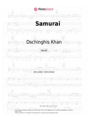 Sheet music, chords Dschinghis Khan - Samurai