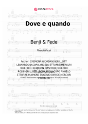 Sheet music, chords Benji & Fede - Dove e quando