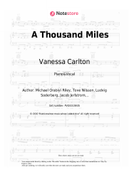 Sheet music, chords Vanessa Carlton - A Thousand Miles