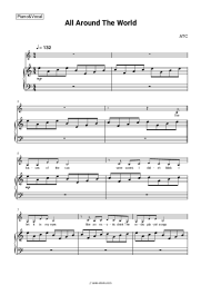 Sheet music, chords ATC - All Around The World (la la la la la la la la)