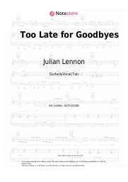 Sheet music, chords Julian Lennon - Too Late for Goodbyes