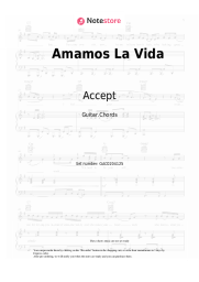 Sheet music, chords Accept - Amamos La Vida