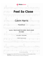 Sheet music, chords Calvin Harris - Feel So Close
