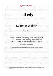 Sheet music, chords Summer Walker - Body
