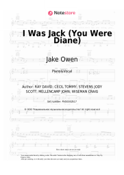 Sheet music, chords Jake Owen -  I Was Jack (You Were Diane)