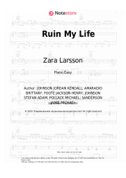 Sheet music, chords Zara Larsson - Ruin My Life