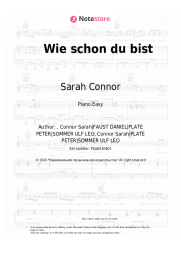 Sheet music, chords Sarah Connor - Wie schon du bist