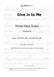 Sheet music, chords Three Days Grace - Give in to Me