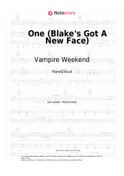 Sheet music, chords Vampire Weekend - One (Blake's Got A New Face)