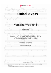 Sheet music, chords Vampire Weekend - Unbelievers