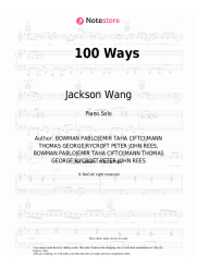 Sheet music, chords Jackson Wang - 100 Ways