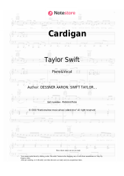 Sheet music, chords Taylor Swift - Cardigan