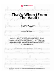 Sheet music, chords Taylor Swift, Keith Urban - That’s When (From The Vault)