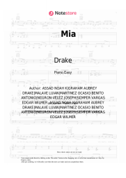 Sheet music, chords Drake, Bad Bunny - Mia