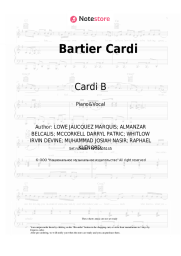 Sheet music, chords Cardi B, 21 Savage - Bartier Cardi