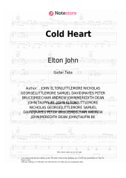Sheet music, chords Elton John, Dua Lipa - Cold Heart