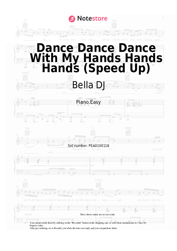 Dance Dance Dance With My Hands Hands Hands (Speed Up) - Bella DJ Piano Sheet Music Easy - Piano.Easy