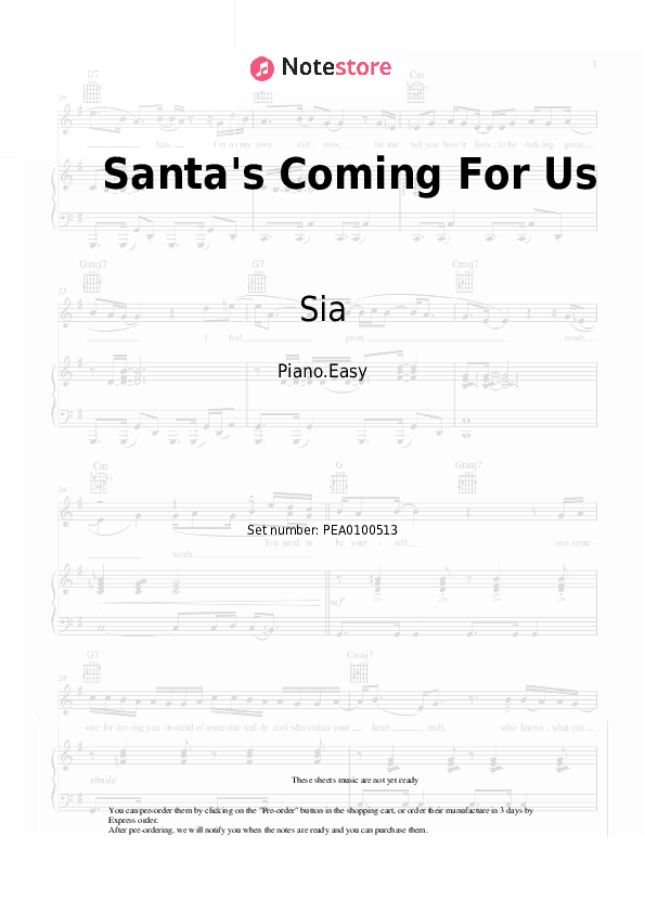 Santa's Coming For Us - Sia Piano Sheet Music Easy - Piano.Easy