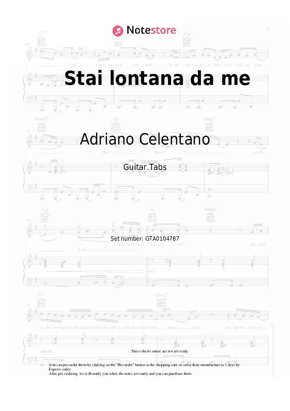 Stai lontana da me - Adriano Celentano Tabs - Guitar.Tabs