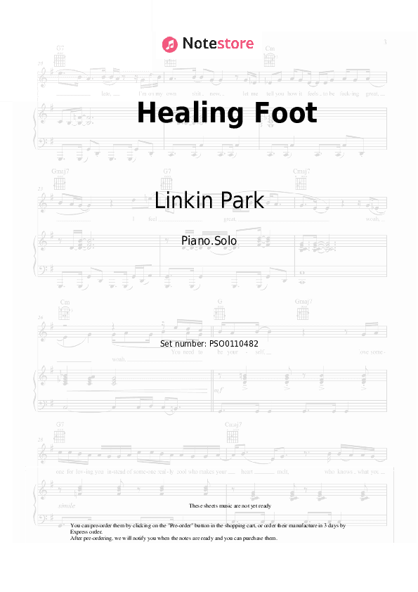 Healing Foot - Linkin Park Piano Sheet Music - Piano.Solo