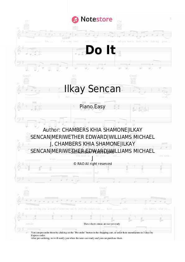 Do It - Ilkay Sencan Piano Sheet Music Easy - Piano.Easy