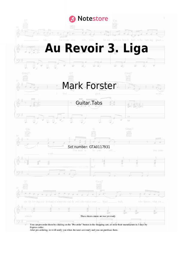 Au Revoir 3. Liga - Mark Forster Tabs - Guitar.Tabs