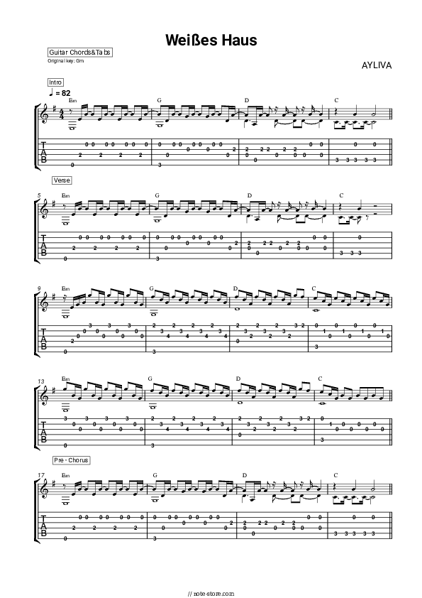 Weißes Haus - AYLIVA Chords and Tabs - Guitar.Chords&Tabs
