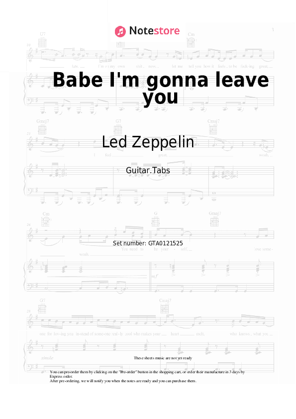 Babe I'm gonna leave you - Led Zeppelin Tabs - Guitar.Tabs