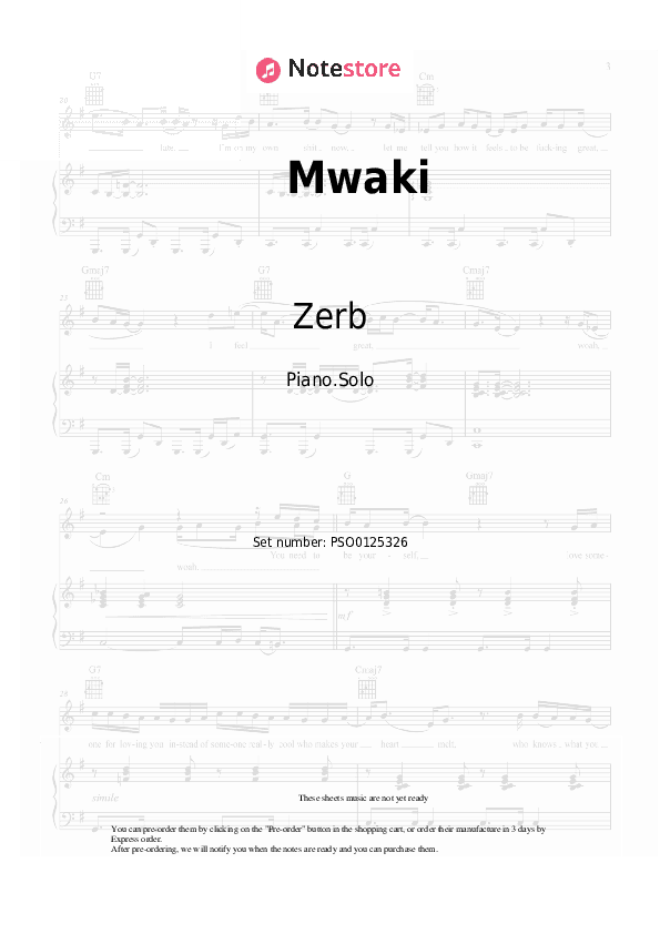Mwaki - Zerb, Sofiya Nzau Piano Sheet Music - Piano.Solo