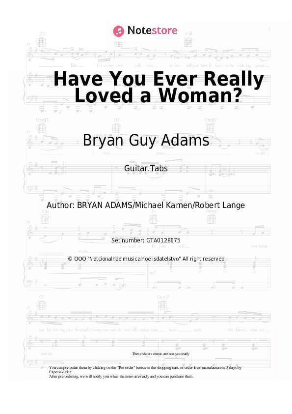 Have You Ever Really Loved a Woman? - Bryan Guy Adams Tabs - Guitar.Tabs
