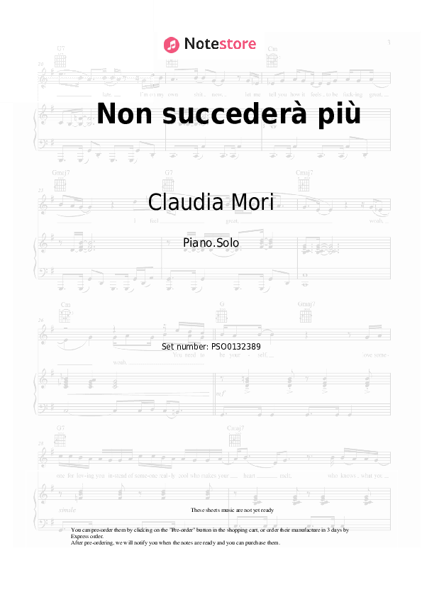 Non succederà più - Claudia Mori, Adriano Celentano Piano Sheet Music - Piano.Solo