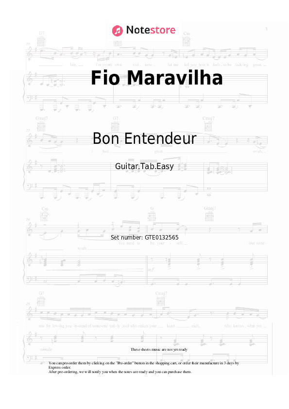 Fio Maravilha - Bon Entendeur, Nicoletta Tabs Easy - Guitar.Tab.Easy
