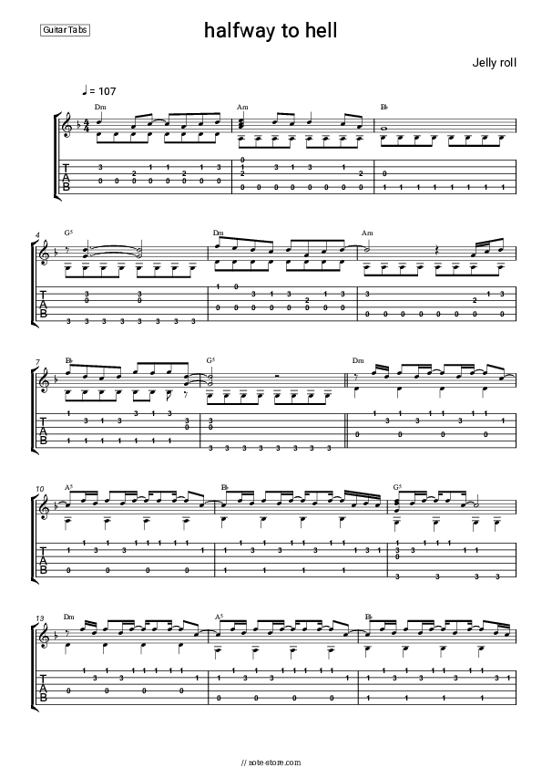 Halfway To Hell - Jelly Roll Tabs - Guitar.Tabs