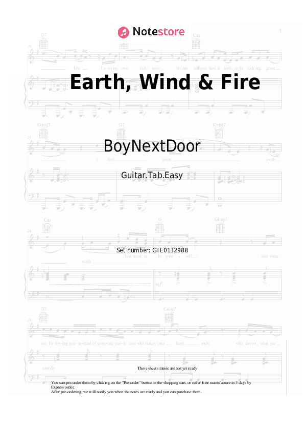 Earth, Wind & Fire - BoyNextDoor Tabs Easy - Guitar.Tab.Easy