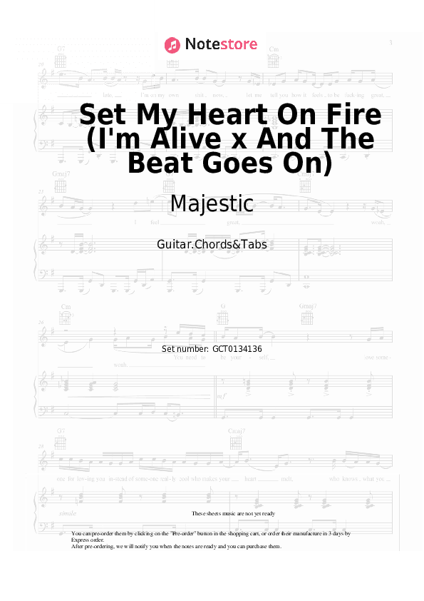 Set My Heart On Fire (I'm Alive x And The Beat Goes On) - Majestic, The Jammin Kid, Celine Dion Chords and Tabs - Guitar.Chords&Tabs