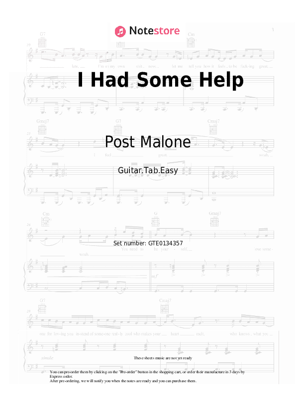 I Had Some Help - Post Malone, Morgan Wallen Tabs Easy - Guitar.Tab.Easy