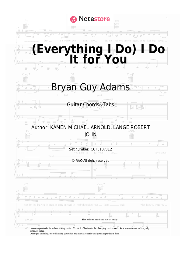 (Everything I Do) I Do It for You - Bryan Guy Adams Chords and Tabs - Guitar.Chords&Tabs
