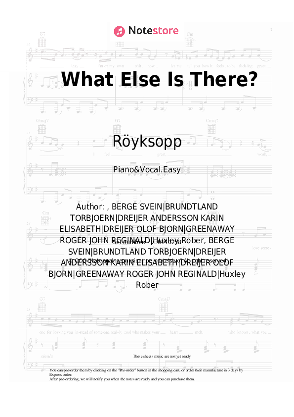 What Else Is There? - Röyksopp Piano Sheet Music Easy and Vocal - Piano&Vocal.Easy