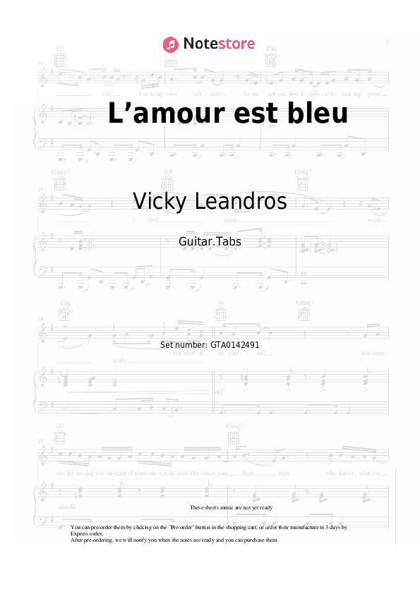 L’amour est bleu - Vicky Leandros Tabs - Guitar.Tabs