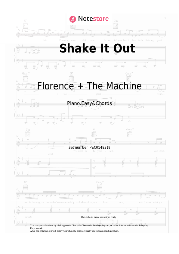 Shake It Out - Florence + The Machine Sheet Music Easy and Chords - Piano.Easy&Chords