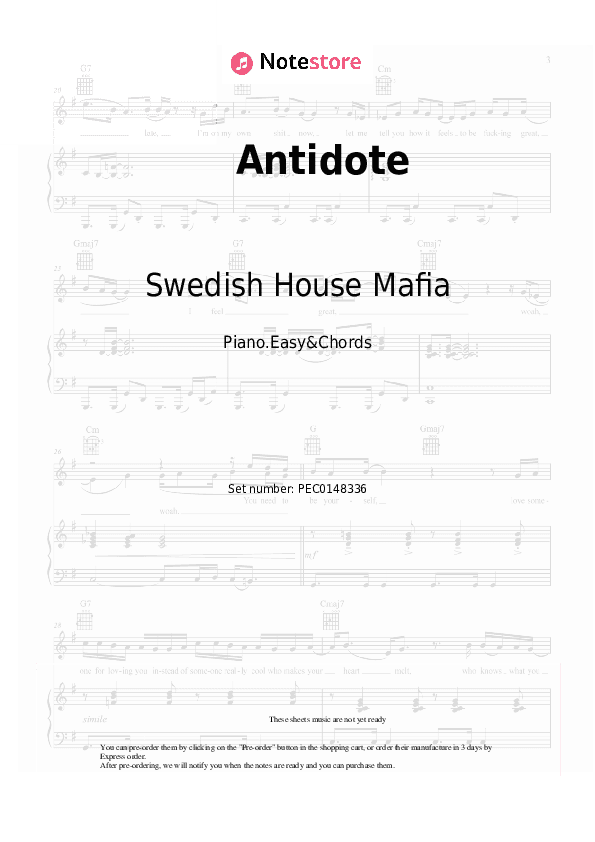 Antidote - Swedish House Mafia, Knife Party Sheet Music Easy and Chords - Piano.Easy&Chords